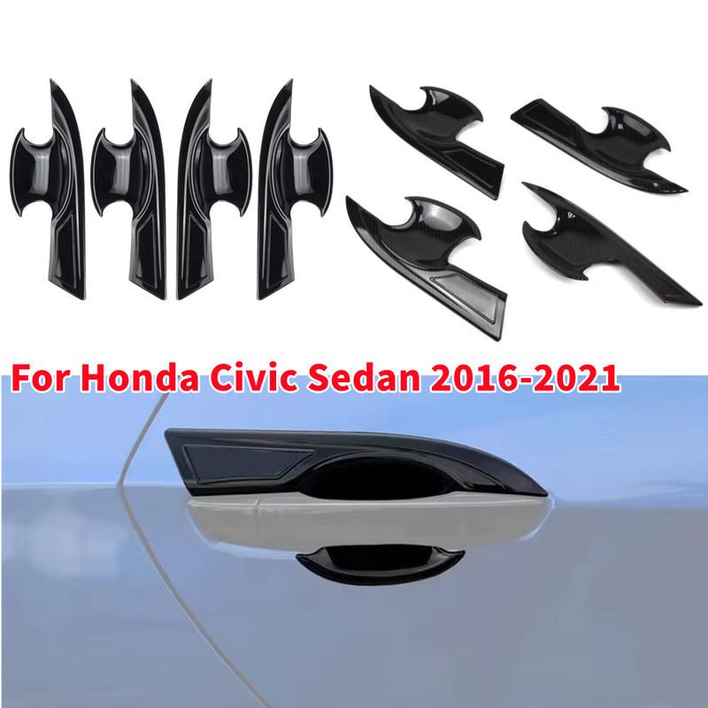 4PCS For Honda Civic 10th Gen 2016 2017 2018    ABS Exterior Door Handle Bowl Cover Trims Car Accessories