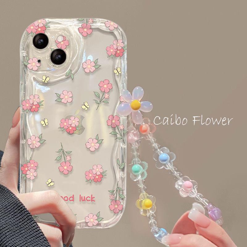 Flower Wrist Chain Phone Case For Samsung Galaxy A16 A06 A54 A55 A35 A24 A25 A15 A34 A31 A32 A51 A52 A71 S25 Ultra S24 FE Cover