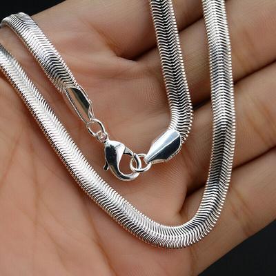 Móda Ženy Šperky Stříbrná barva 4mm Měděný plochý hadí řetízek 20-24inch