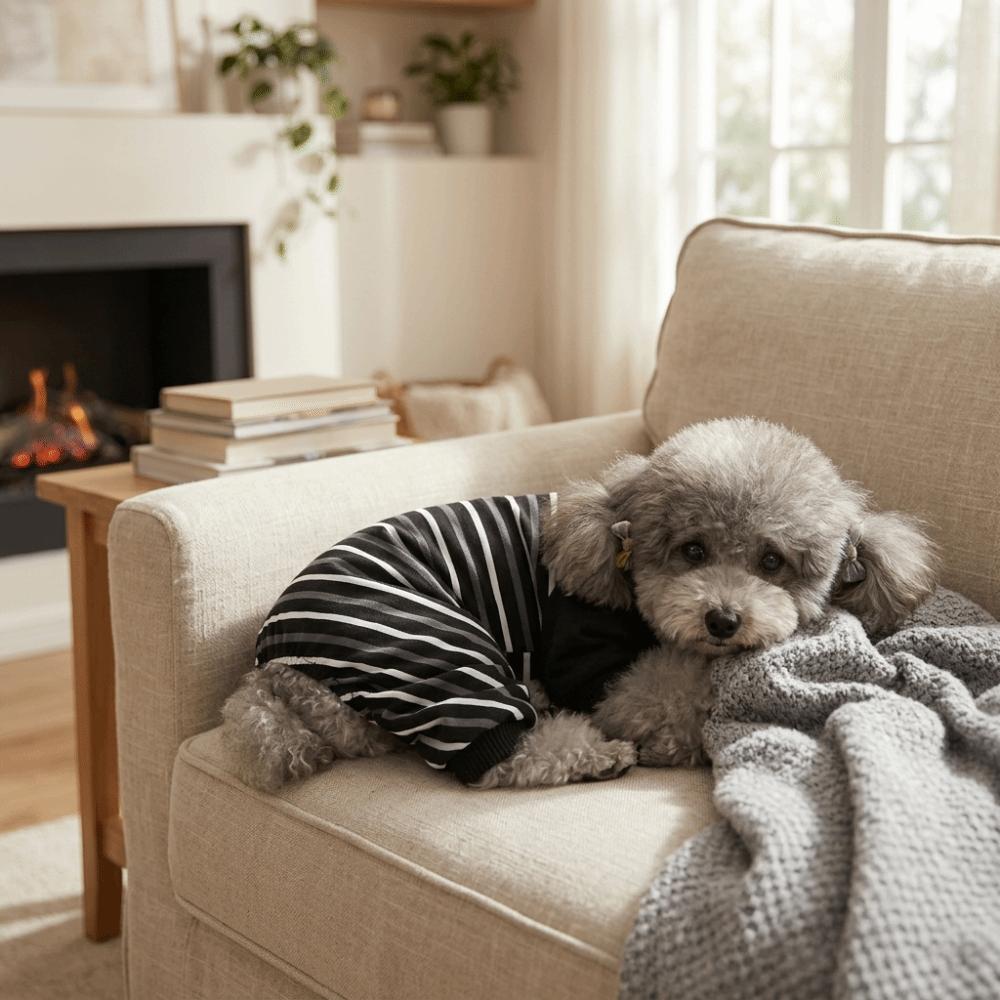Light Weight Pet Jumpsuit Striped Print Cat Home Wear Pet Loungewear  Small Breed Use