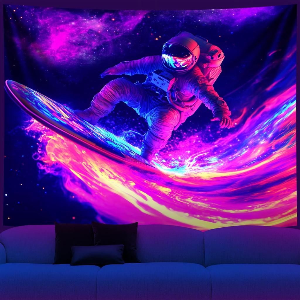NYZE Astronaut Space Tapestry for Bedroom, Glow In the Dark Room Decor Wall Tapestries, Cool Galaxy Planet Wall Hanging, Wall Ha