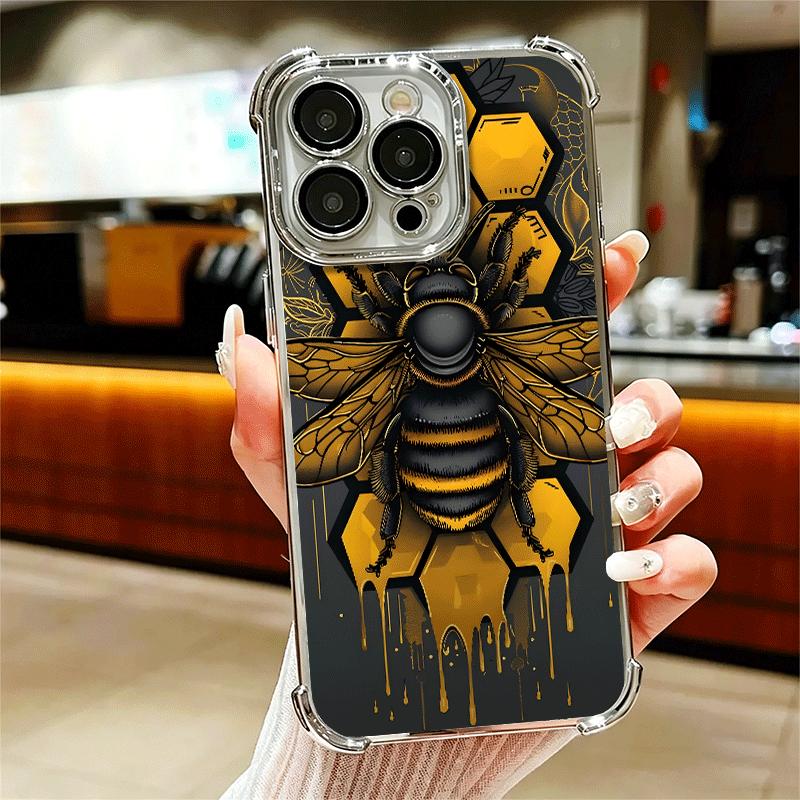 

Bee Keeping Honey Cute Plating Phone Case For Iphone 16 17 Pro Max Air 16E 14 15 Plus 12 13 Mini Anti-Fall Airabag Cover iPhone 15 Plus