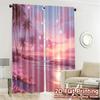 2pcs   2D FLAT PRINTING Curtains (Without Rod) Pink Sunset Shore Popular Minimalist Curtains Yarn Curtains Decorations Suitable