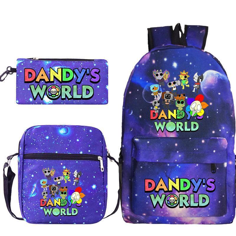 Neue Dandy-Welt Peripherie Druck Schultasche Student Lässige Federtasche Umhängetasche Dreiteiliges Set