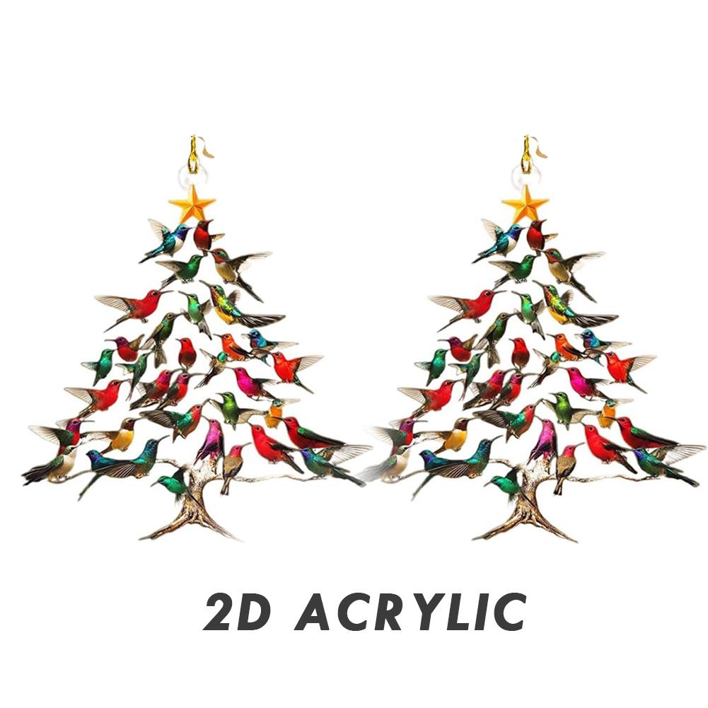 1/2pcs Colorful Layered Christmas Tree Ornaments Acrylic 2D For Home Xmas Office Window Festival Party Lightweight Decor Gifts