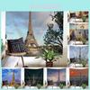 Nordic Paris Eiffel Tower Landscape Polyester Tapestry For Renting House Renovation Student Dormitory Wall Background Hanging Cloth