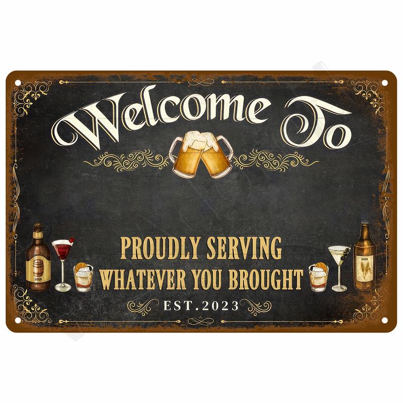 Retro Metal Sign Wall Art Mural Aesthetic Room Home Decor Items Poster Vintage Metal Plate Garage Decoration Tin Sign Plates Bar