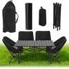 Camping Table Chair Set, Folding Portable Outdoor Table Chair, Fishing BBQ Hiking Folding Stool Table Set with Large Storage Organizer and Carrying