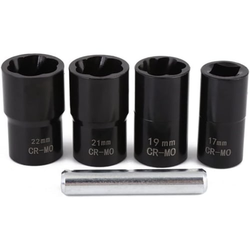 YWHWLX Nut Puller Socket Set, 5 Pieces, 17mm, 19mm, 21mm, and 22mm, Nut Twister and Nut Extractor for Stripped and Stripped Bolts, Wheel Lock Nut Remo