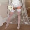 White Wedding Stockings For Women Costumes Sexy Lingerie Hosiery Plus Size Retro Lace Top Small Fishnet Thigh High Stocking