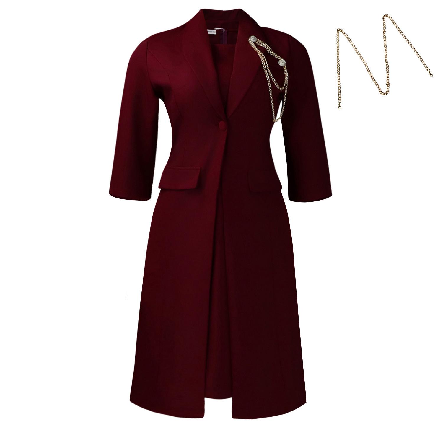 

New large lapel collar long-sleeved suit jacket suspender skirt two-piece set XXXL