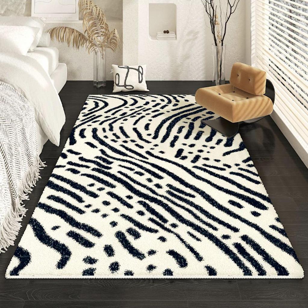Washable Cream Wabi-Sabi Living Room Floor Mat - Irregular Style
