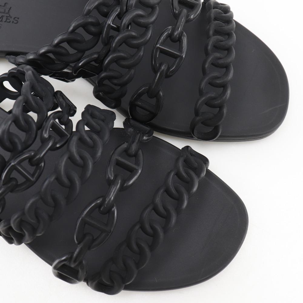 Hermes Chaine d’Ancre Sandalen schwarz Gummi Damen Gebraucht