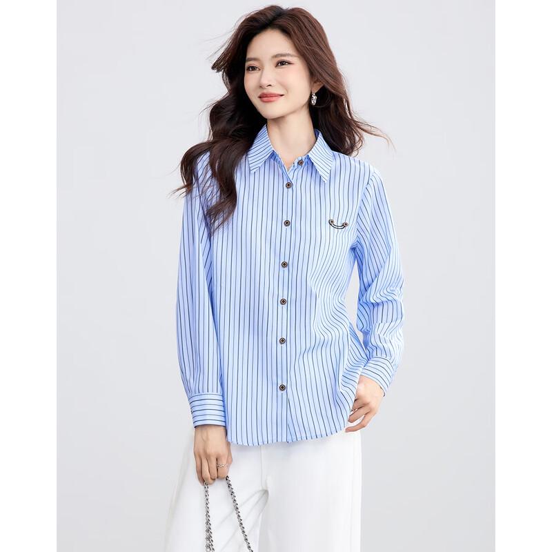 TERRE BLEUE Women s Striped Long-Sleeve Shirt XL