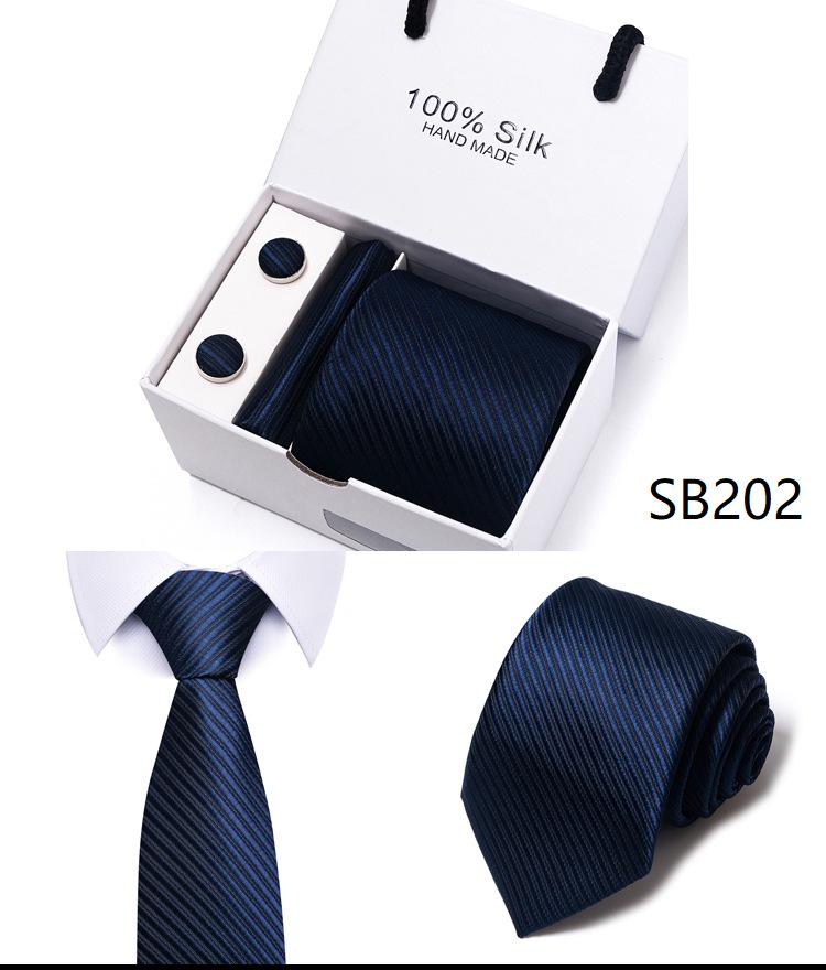 Men's 1200-Needle High-Density Business Stripe & Paisley Tie Set - 6 Piece Groom & Wedding Gift Box
