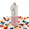 with Keychain Bling Pill Case Rhinestone Rhineston Pill Container Portable Cute Storage Box  Travel