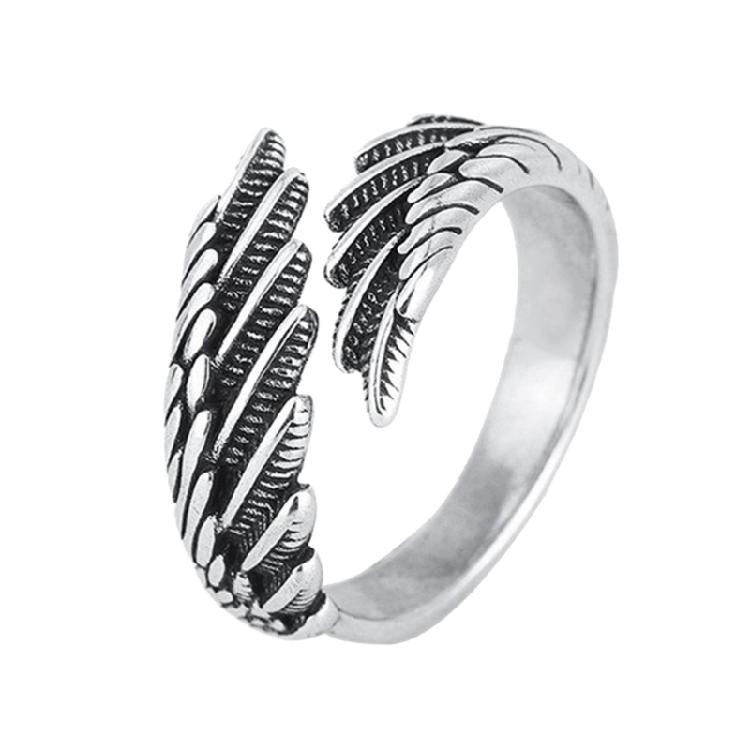 Minimalist Feather Pattern Rings Silver Tone Adjustable Jewelry Retro Styles Unisex Gifts for Special Moment Wear