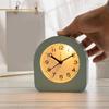 Quiet Kids Wood Analog Alarm Clock with Soft Night Light Battery Operated for Bedsides Use with Easy Snoozes Function
