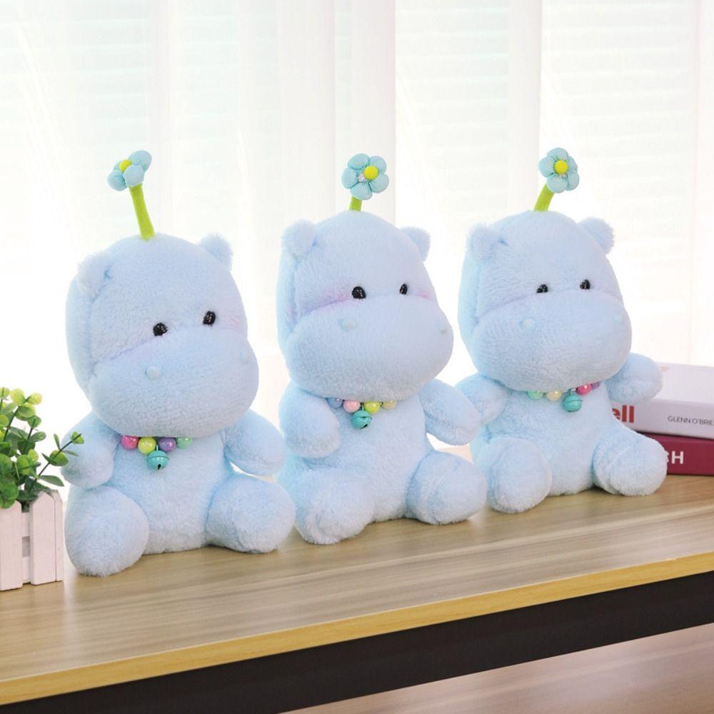 Soft Hippo Stuffed Toy PP Cotton Cartoon Hippo Doll Bell Hippo Plush Toy  Home Decor