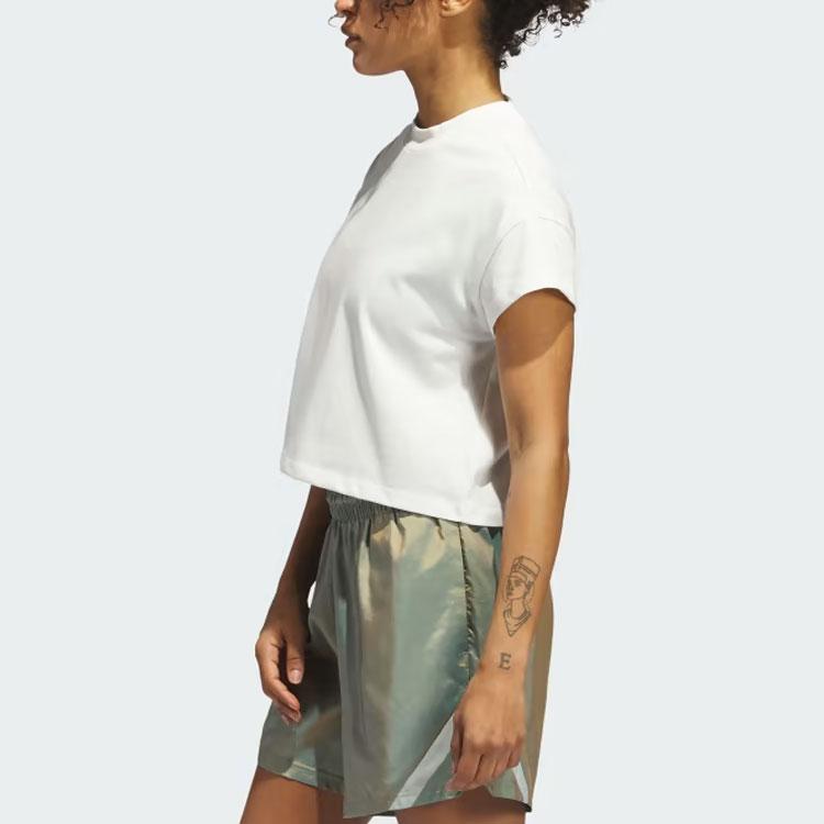Adidas Select Cutoff Short Sleeve T-shirt With Logo Women Tops White IJ5235