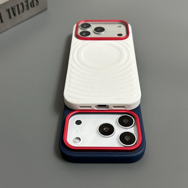 For iPhone Air iPhone 17 Pro Max Case For MagSafe Magnetic Ripple PU Leather Silicone Phone Cover Non-Slip Shockproof Bumper