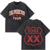 Hot Sale MGK Lost Americana Tour 2026 Print Vintage Washed T-shirt Men Women Fashion T-shirts Summer Oversized Short Sleeve Casual Clothing