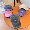 Washed Denim Baseball Cap Children Show Their Faces Small Wide Brim Peaked Cap Versatile Big Head Circumference Soft Top Face Covering Hat Tide
