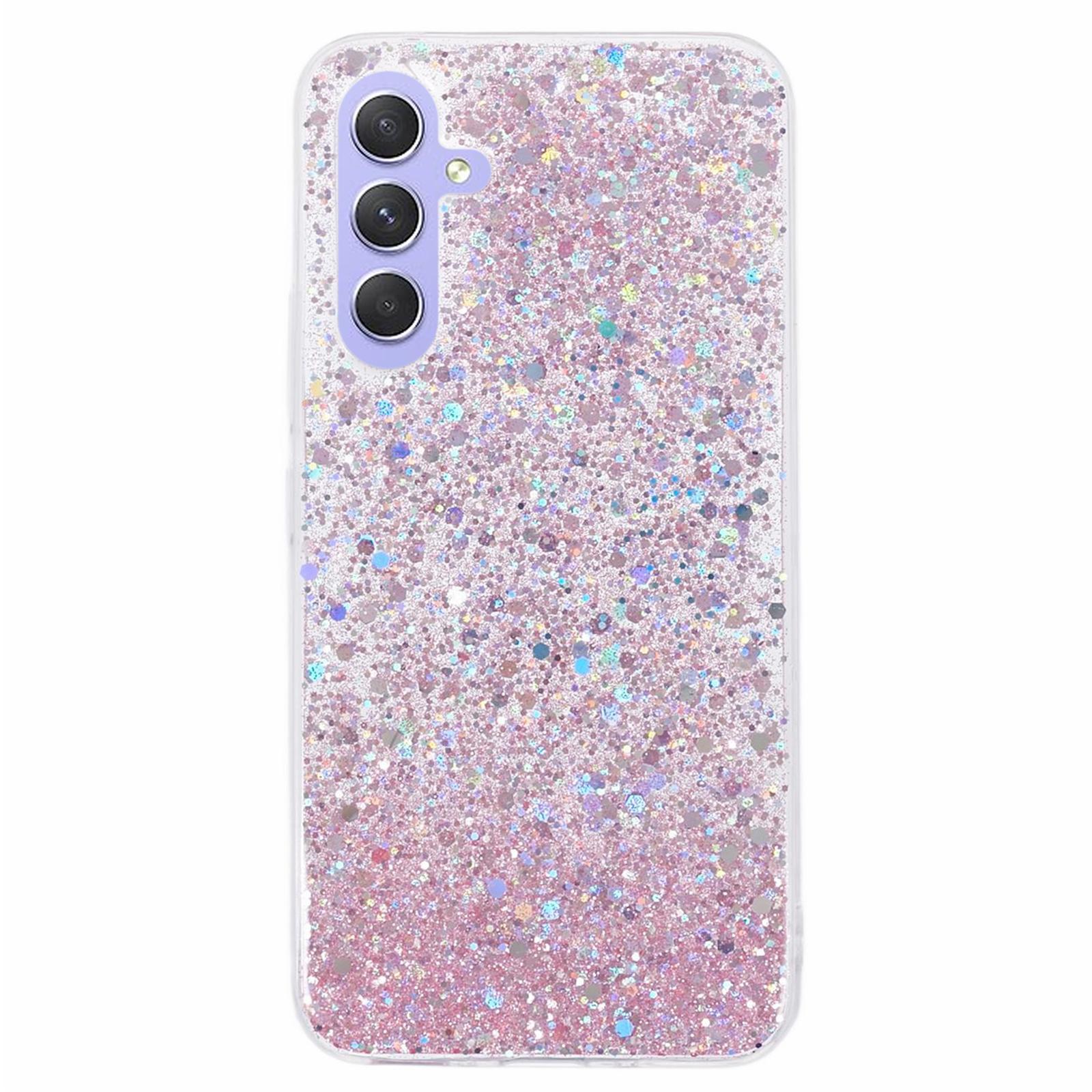 

For Samsung Galaxy A25 5G (Global) (161.0 x 76.5 x 8.3mm) Case Soft TPU Glittery Mobile Phone Cover Pink
