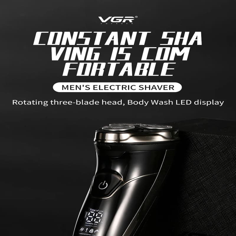 Original VGR Portable Three-head Floating Shaver Digital Display Electric Shaver Rechargeable Shaver Household Full Body Wash Home Razor Shaver V-318