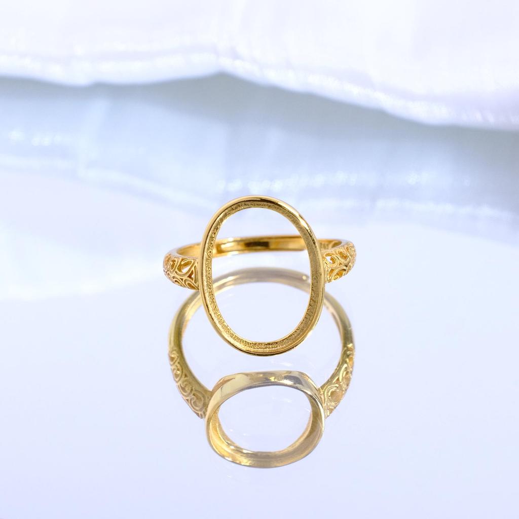 S925 Sterling Silver Gold-Plated Oval Open Ring with Bamboo Joint Design for Women