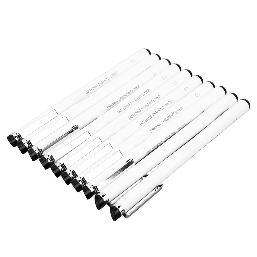 10Pcs 0,5mm Micro Linie Stifte Ausgezeichnete Schwarz Tinten Glatter Schreiben Wasserdicht Linie Zeichnung Stift für