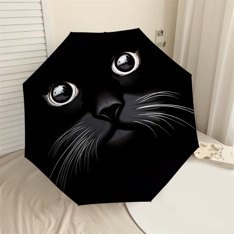 1PC cat whiskers Umbrella-8-Rib Reinforced, Automatic Open, Lightweight & Durable, Cute Fashion Accessory for Outdoor-F2657