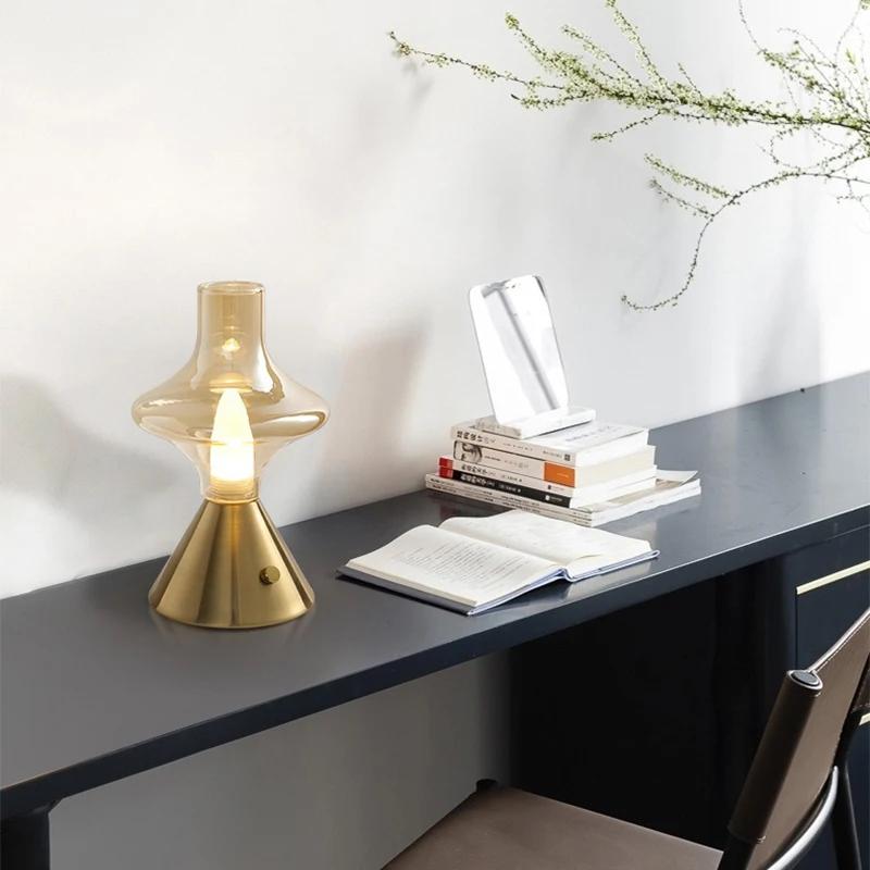 Oppladbart Led Nattlys Touch Soverom Nattlampe Soverom Studie Studie Nattbord Atmosfære Dekorasjon Glass Led bordlamper