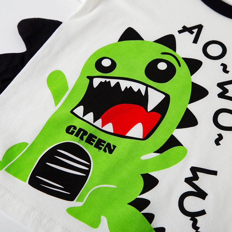 Betop Kids' Korean Style Dinosaur Cartoon Short Sleeve T-Shirt