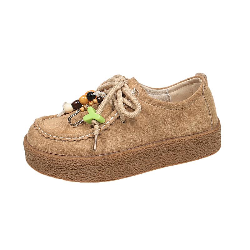 Casual kangaroo shoes retro suede loafers 2025 spring new casual single shoes platform biscuits German training shoes women