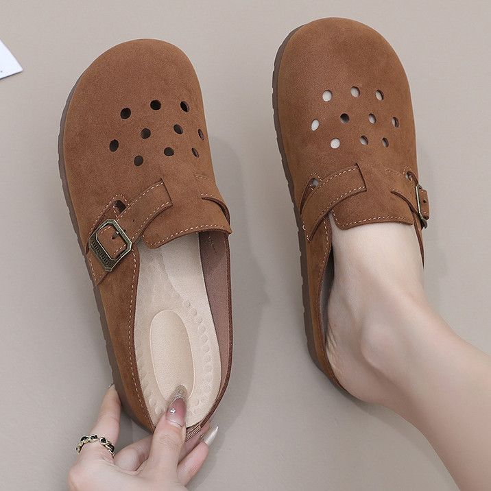 Hollow Hole Shoes Slippers Bag Head Soft Sole Lazy Slippers Retro Casual Half Drag
