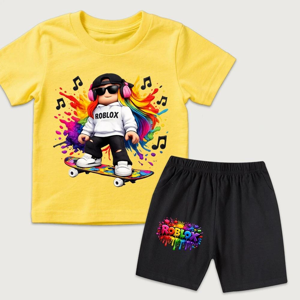 

Cartoon Game Character Boys Printed Men s T-shirt and Shorts 2 Piece Set Summer Casual Outfit for Men s and Women s Clothing XXS