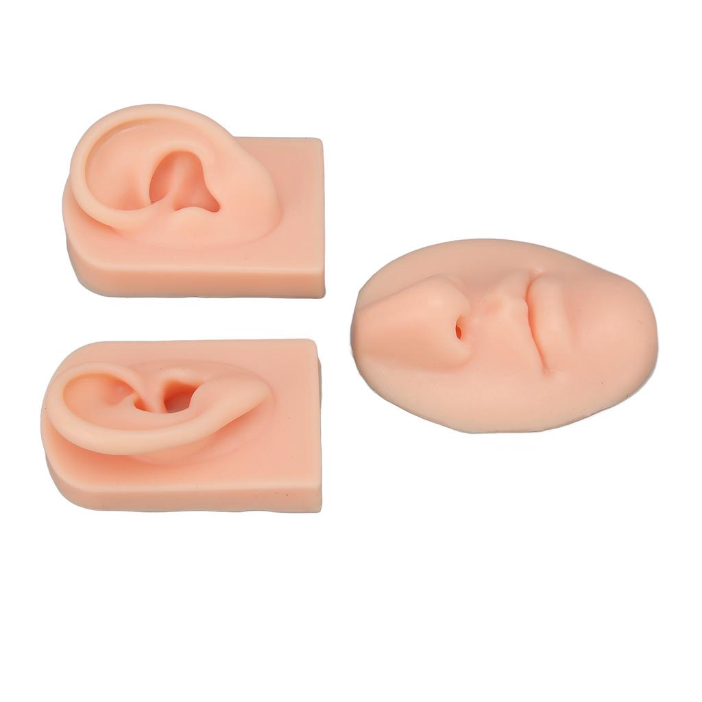 3D Nose and Mouth Model Silicone Ear Model Simulation Display Props for Piercing Suture Practice