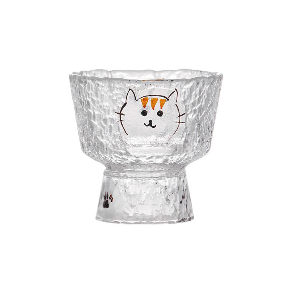 

150ML Cartoon Cute Cat Pattern Glass Tea Cup Transparent Crystal Glass Goblet Cup For Coffee Whiskey Vodka Beer 101-200ml