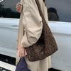 Yogodlns Large Capacity Retro Leopard Print Canvas Tote Bag Women's Commuter Single Wide Strap Underarm Handbag for Winter
