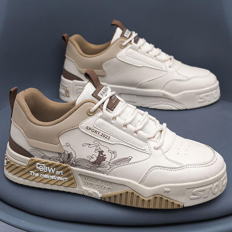Niche Versatile Height-Increasing White High-Top Sneakers for Men - Trendy Casual Sports Shoes for Spring, Summer, and Autumn.