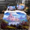 Bettwäscheset mit Feenmotiv, Fantasy-Schloss, Bettbezug-Set, King- und Queen-Size-Größe, magisches Königreich, Elfenbäume, Polyester-Bettbezug für Kinder