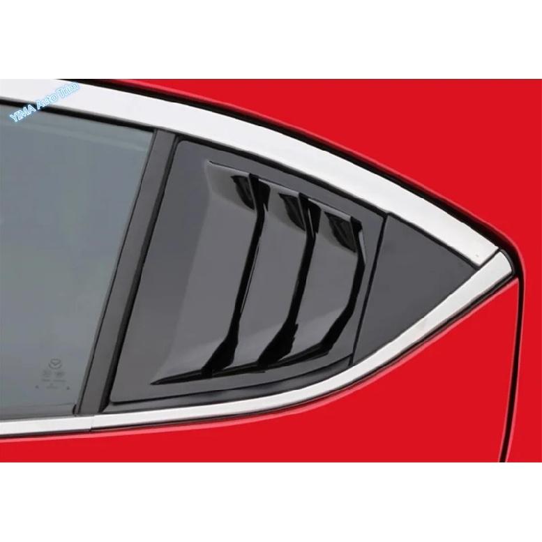 Car Rear Window Side Vent Shutter Louver Cover Trim For Mazda 3 Sedan 2014 - 2018 ABS Carbon Fiber Black Exterior Accessories