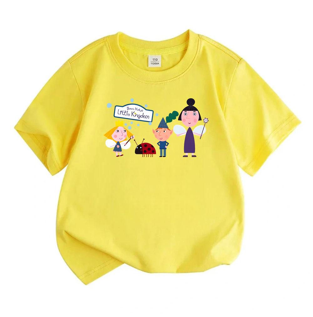 Kids Unisex 100% Cotton Crew Neck Short Sleeve T-Shirt, Cute Cartoon Fairy Dwarf Ladybug Printed Casual Soft Tee for Boys and Girls Daily Wear