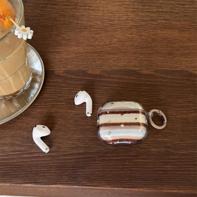 Korean blue brown striped stars AirPods 1 generation headset protection for AirPods Pro1 generation Bluetooth headset