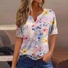 Women's T Shirt Tee Print Button Short Sleeve Daily Weekend Fashion Basic V- Neck Regular Top
