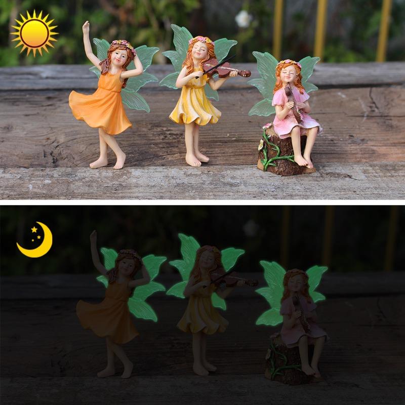 Luminous Band Flower Fairy Plugin Creative Resin Handicrafts Garden Decoration and Landscaping Fairy Ornaments