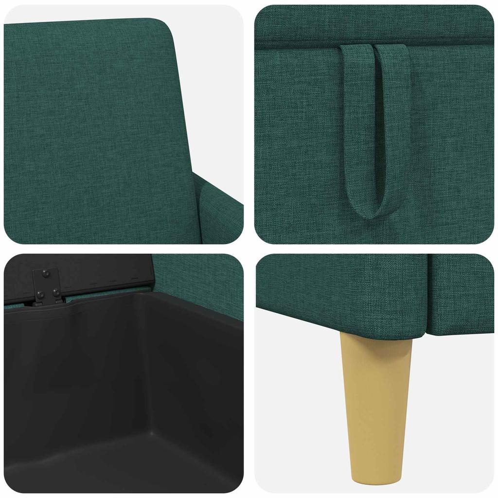 2 Piece Storage Sofa Set Dark Green Polyester