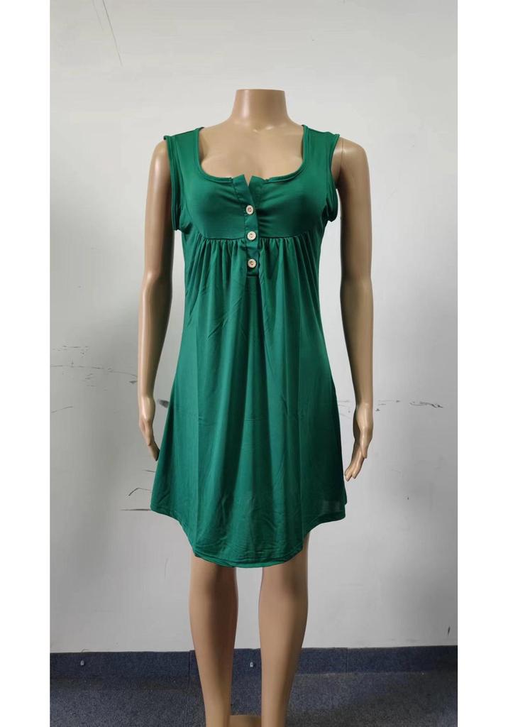 2026 Spring/Summer Women's Sleeveless Pleated Button-Up Vest Dress Pajamas