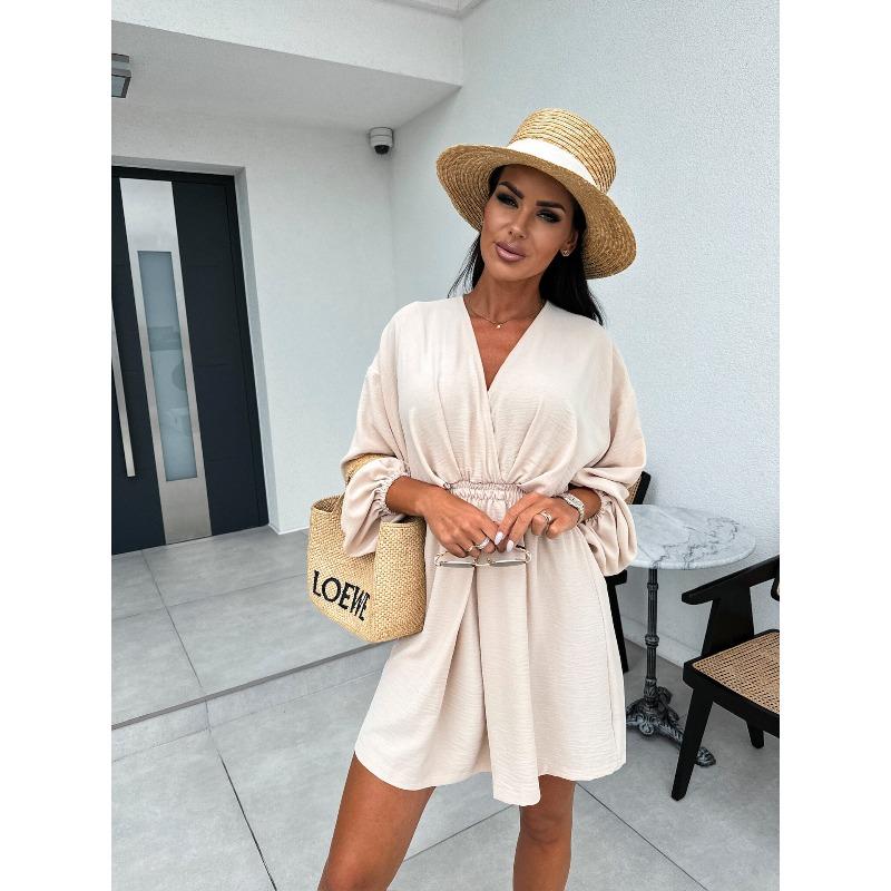Vestido de Otoño con Cuello y Cintura Larga para Mujer